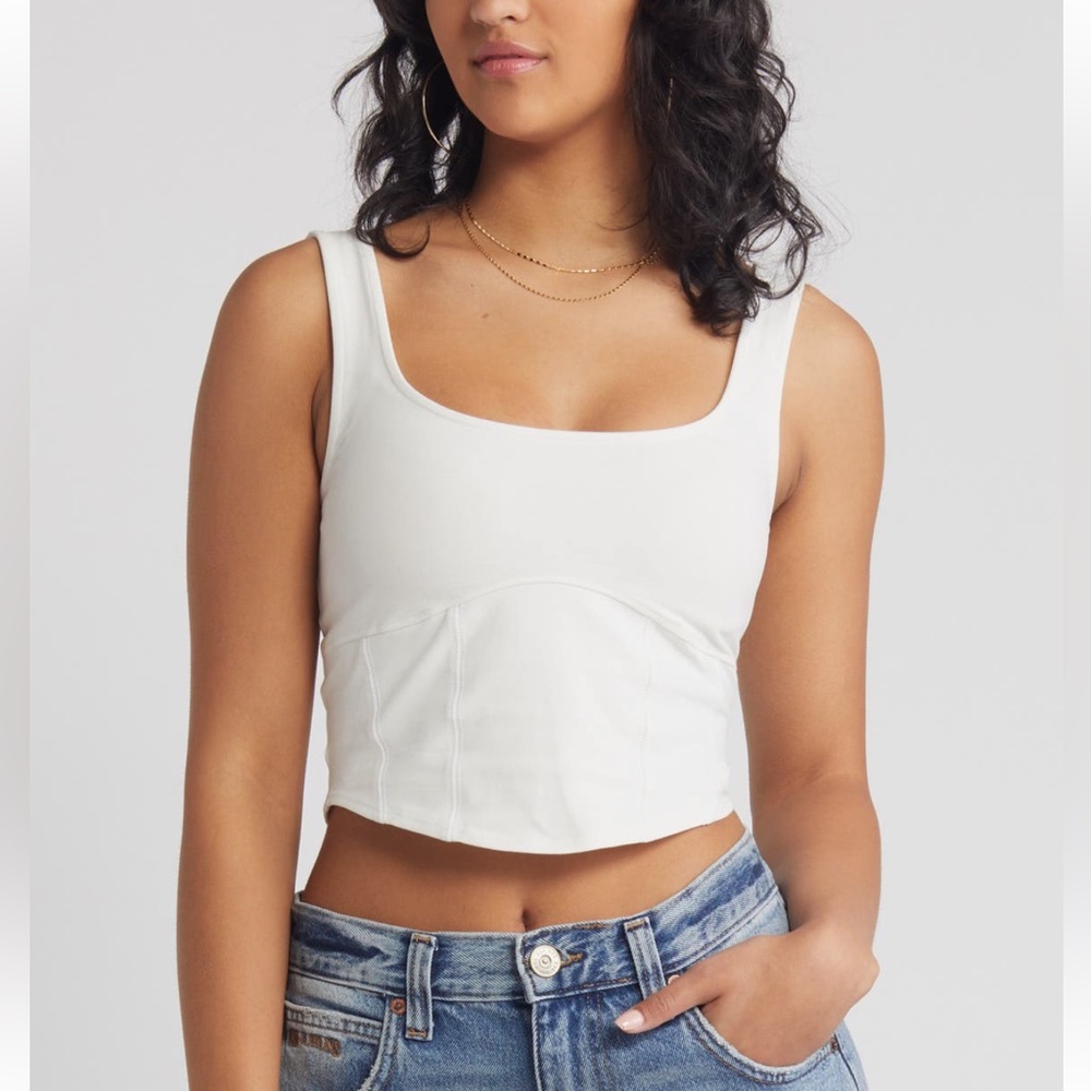 BP Square Neck Stretch Cotton Corset Tank Top